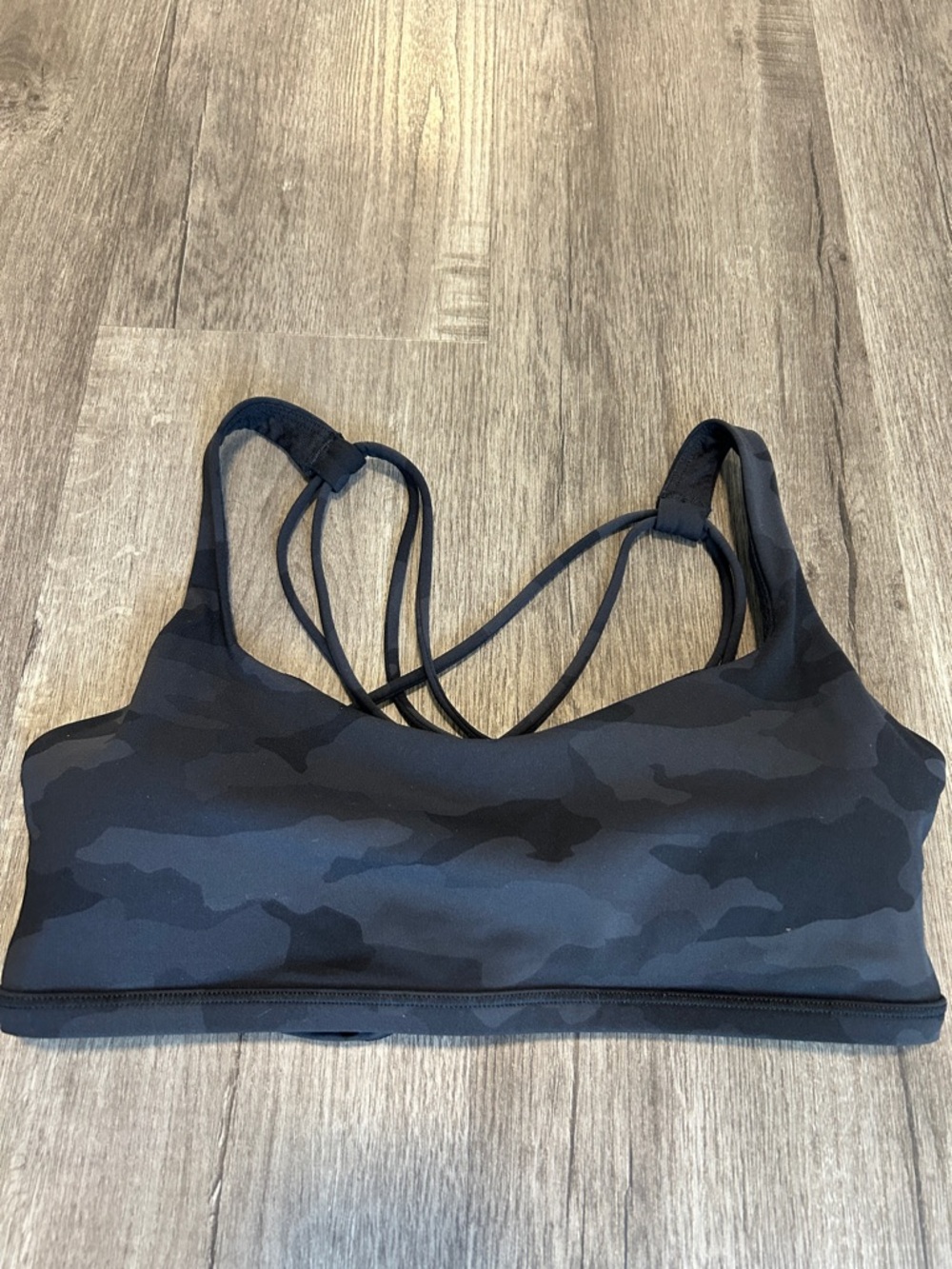 Lululemon Black/Grey Camo Strappy Sports Bra
